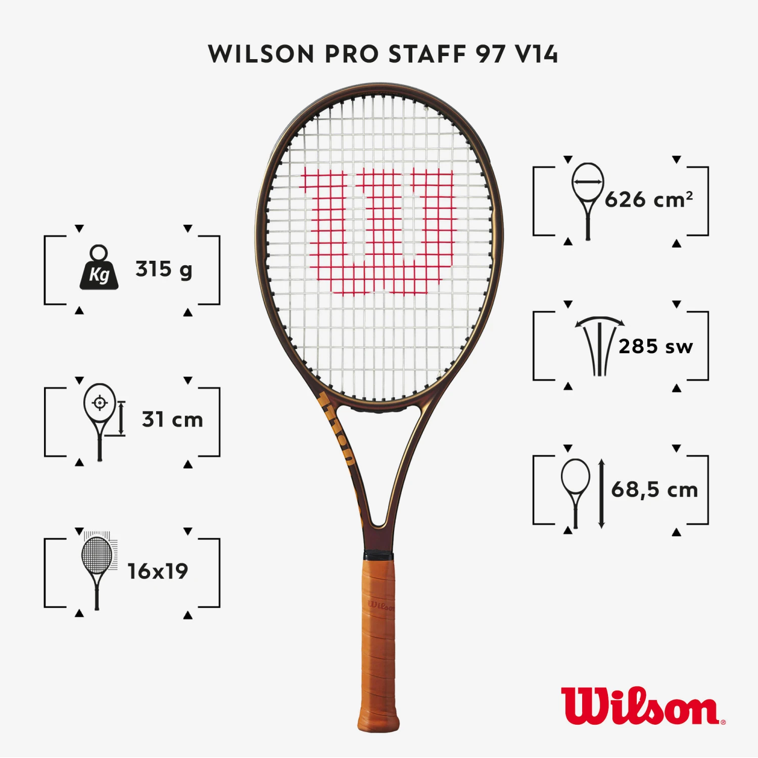 Wilson Adult 315 G Unstrung Tennis Racket Pro Staff 97 V14 - Image 2