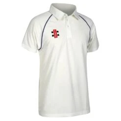 Childrens/Kids Matrix Short Sleeve Cricket Shirt (Ivory/ Navy)