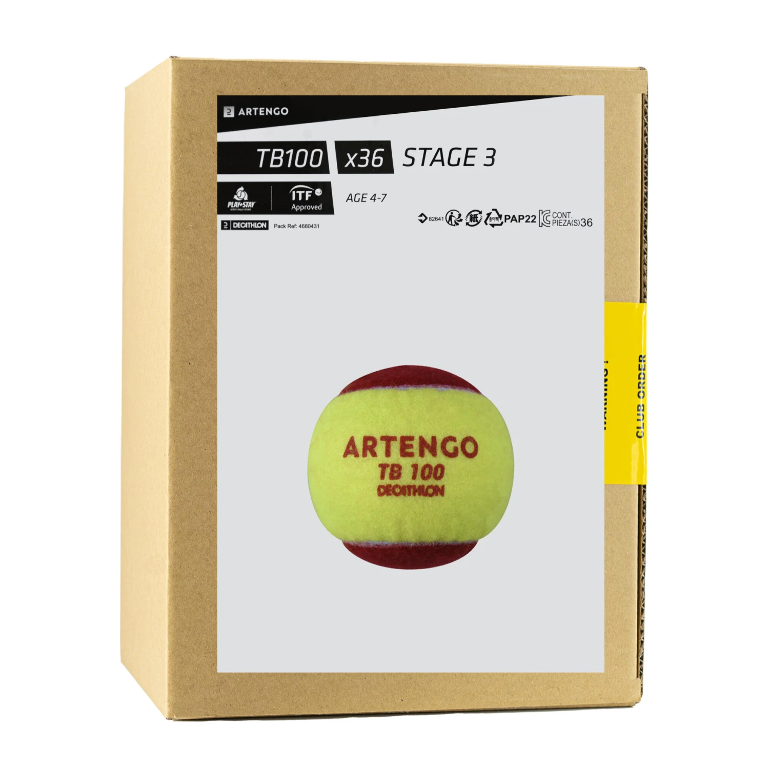 Artengo Tennis Ball TB100*36 - Red