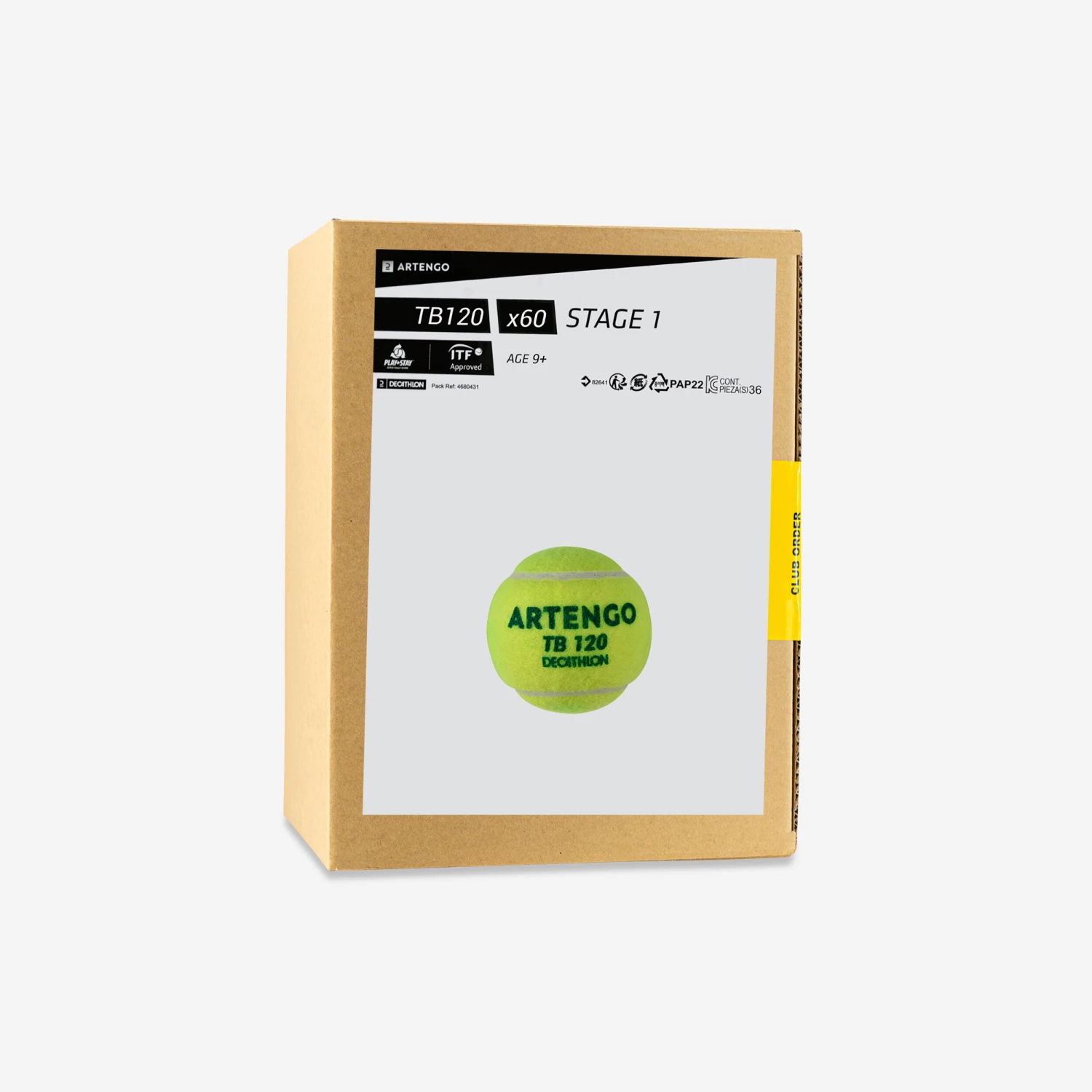 Artengo Tennis Ball TB120 X 60 - Green Dot