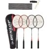 Dunlop Nanomax 4 Player Badminton Set (Rackets, Stakes, Net & Post)