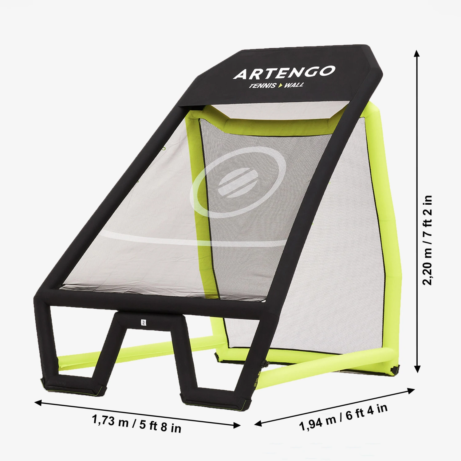 Artengo Compact Two-Sided Tennis Training Wall - Black/Yellow - Image 2