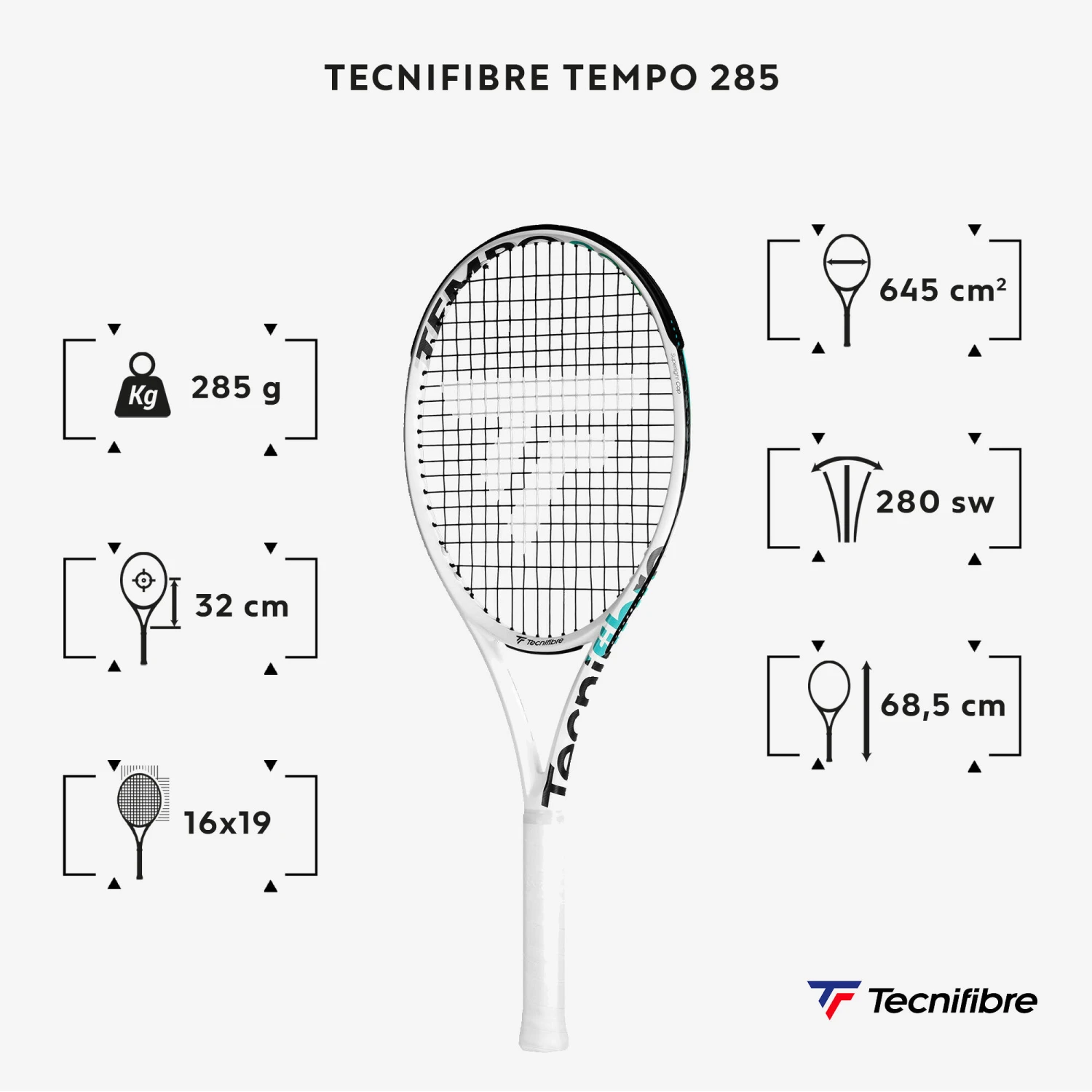 TECNIFIBRE Adult 285 G Unstrung Tennis Racket Tempo 285 - Image 2