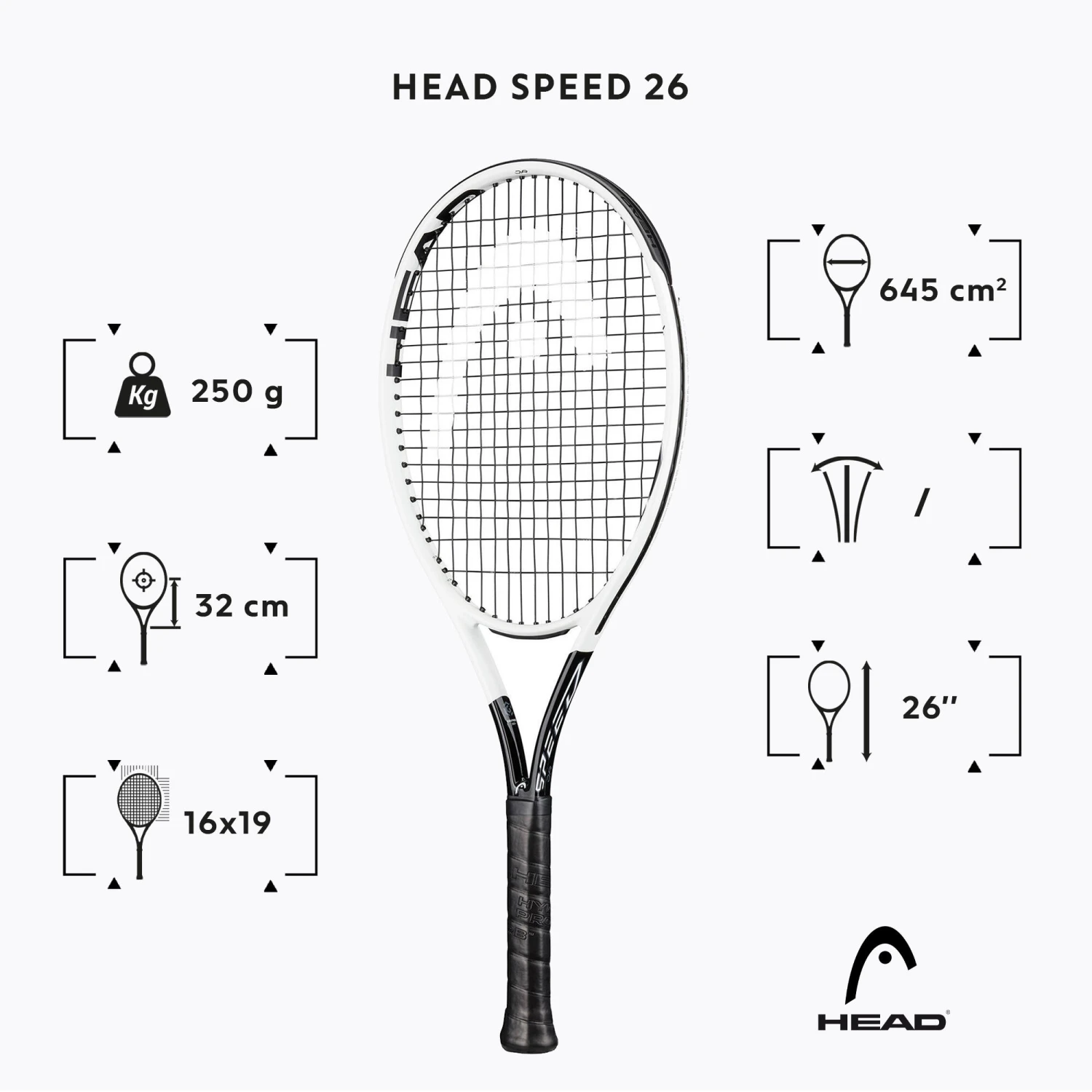 Head Kids' Tennis Racket Graphene 360+ Speed 26 - White/Black - Image 2