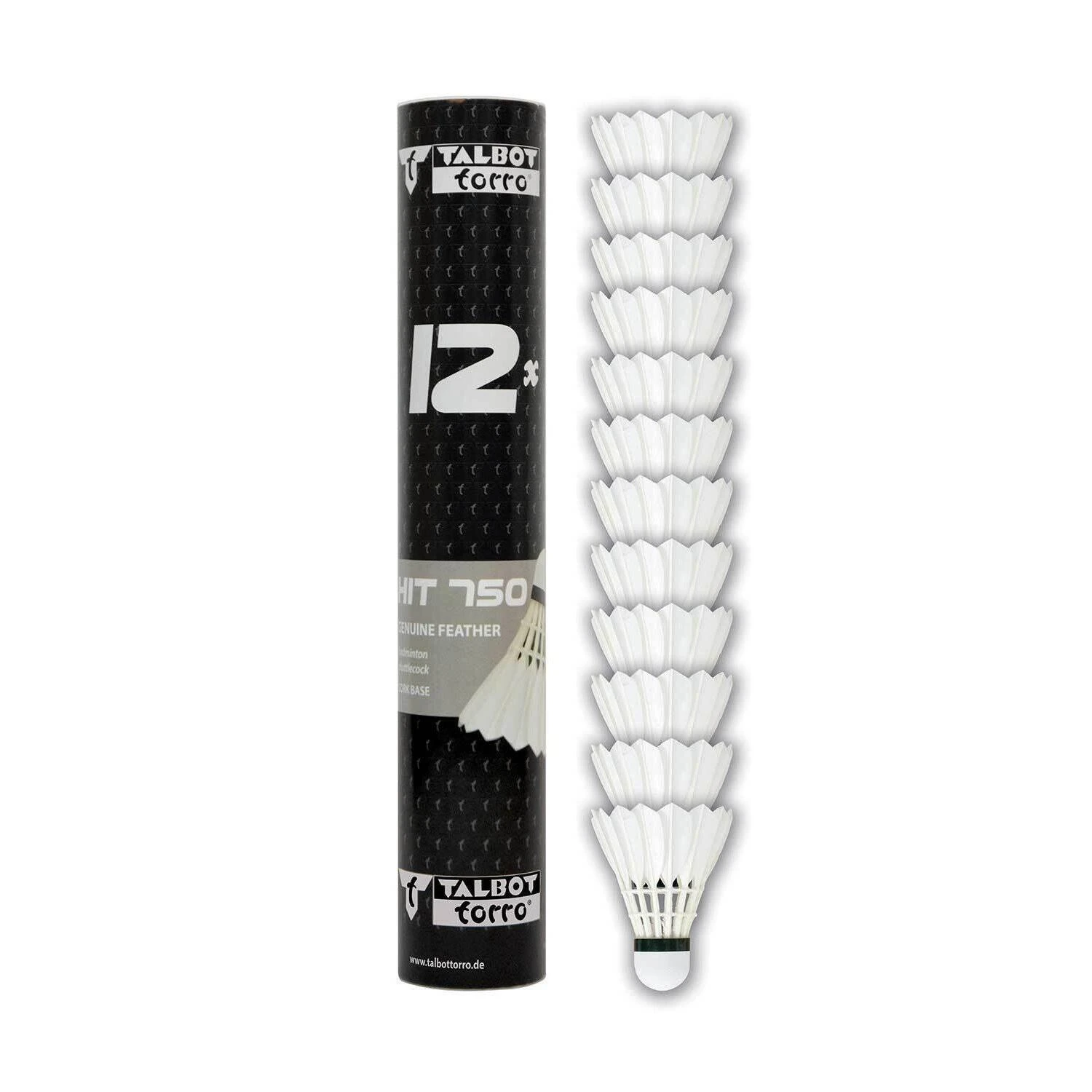 Talbot Torro Hit 750 Feather Shuttlecock (Pack Of 12) (White) - Image 2