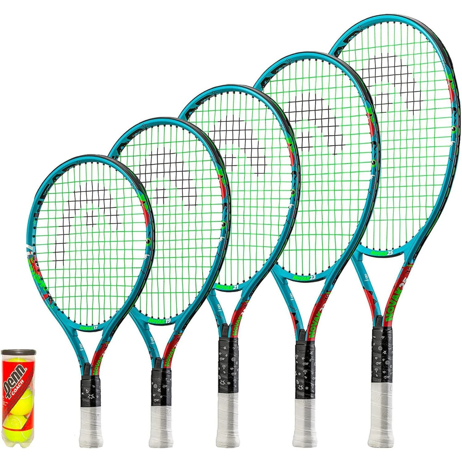 HEAD Novak Junior Tennis Racket, Inc Protective Cover & 3 Tennis Balls