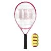 Wilson Burn Pink 23" Junior Tennis Racket + 3 Beginner Tennis Balls