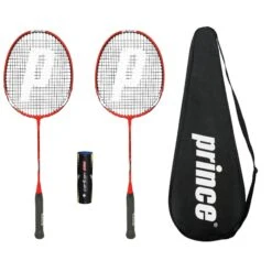 2 X Prince Power Warrior Badminton Rackets + Covers & 6 Shuttles