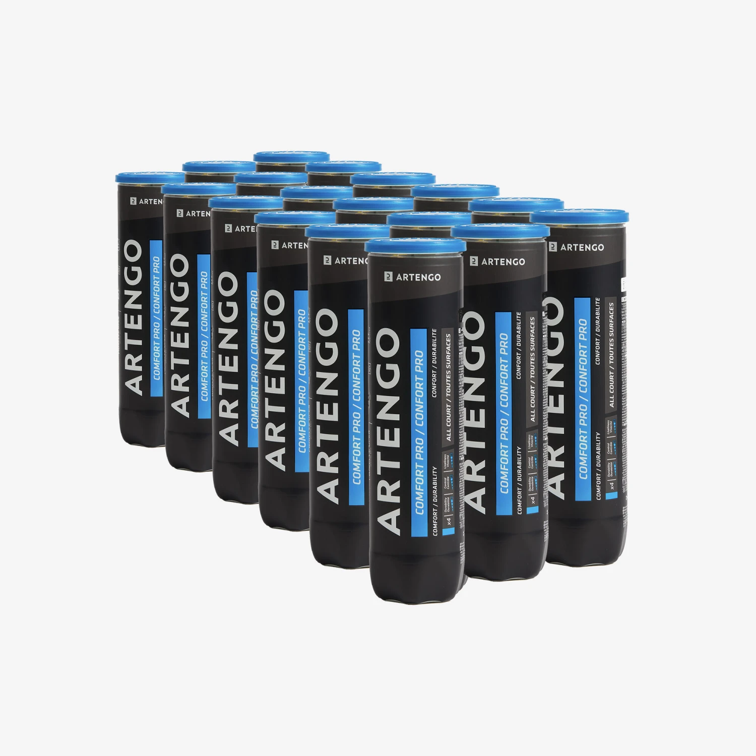Artengo Box Of Versatile Tennis Balls Comfort Pro 18 Tubes Of 4 Balls