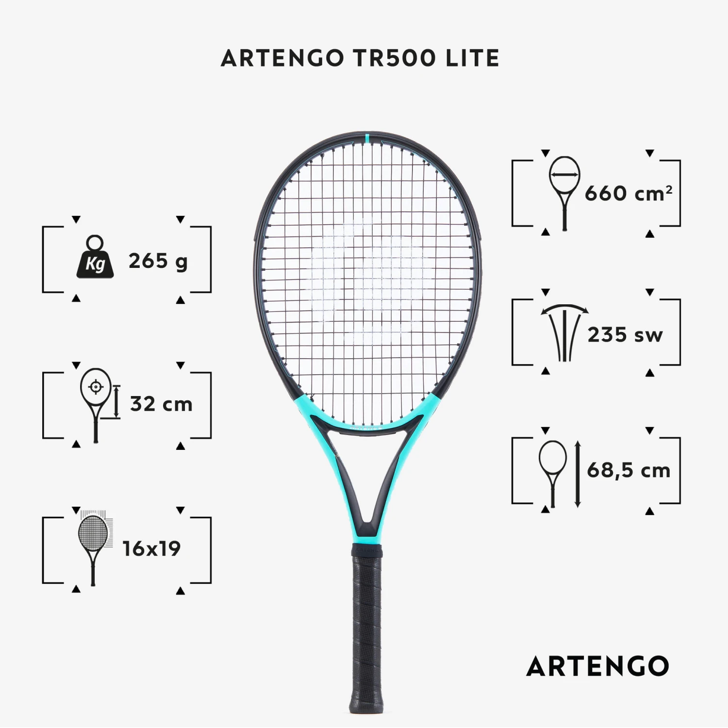 Artengo Adult Tennis Racket TR500 Lite - Blue - Image 9